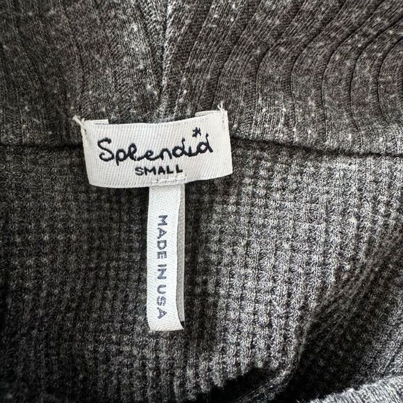 Splendid Thermal Ribbed Waffle Knit Cowl Neck Gray - Picture 5 of 6